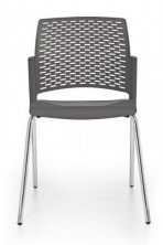 Rewind 4 Leg Chair. Chrome Frame. Grey Plastic Seat & Back. Available 10 Colours